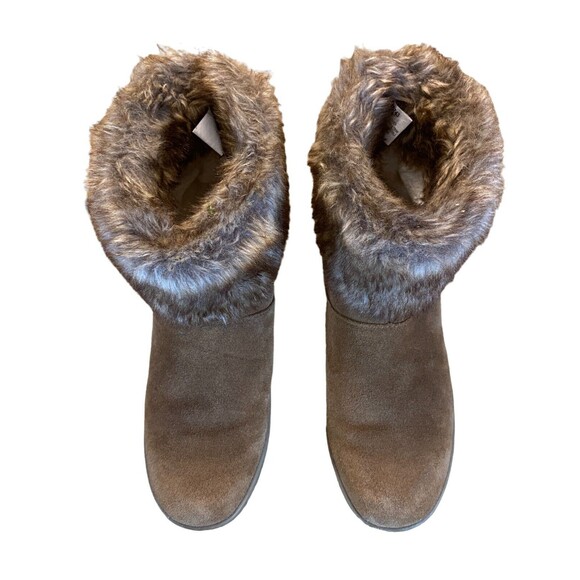 Minnetonka Ankle Winter Boots Women's Size 8 Brown Suede Faux Fur Trim Comfort - Picture 15 of 16